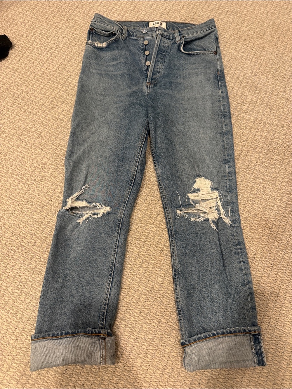 Agolde Light Blue Distressed Boyfriend Jeans